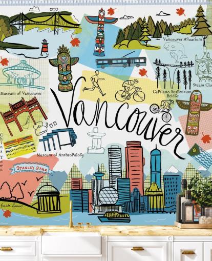 papel pintado colorido vancouver illustration