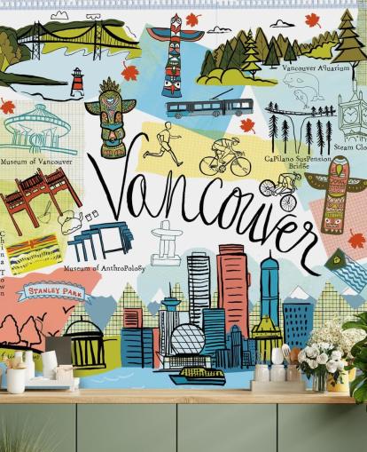 colourful vancouver illustration wallpaper