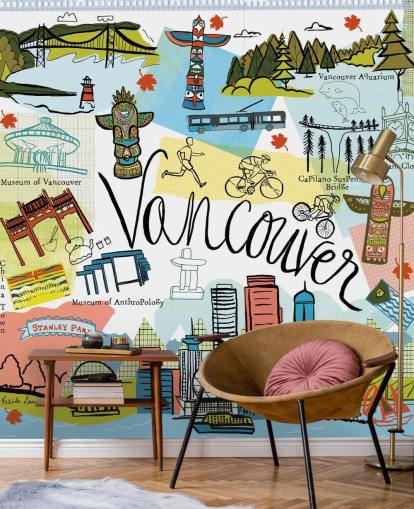 färgglada vancouver illustration tapet