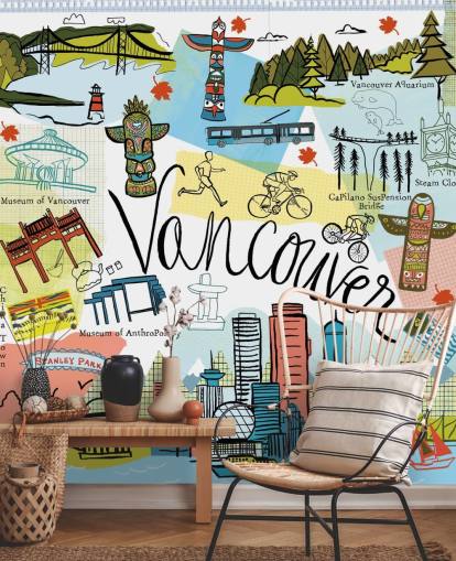 bunte Vancouver Abbildung Tapete