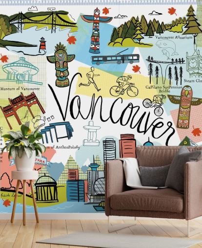 carta da parati colorata illustrazione vancouver