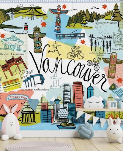 colourful vancouver illustration wallpaper