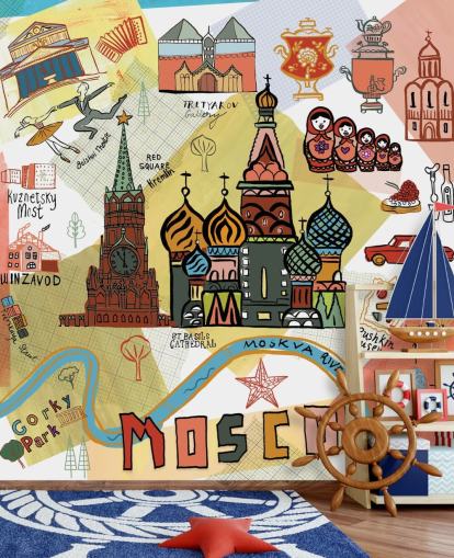 moskou illustratie behang