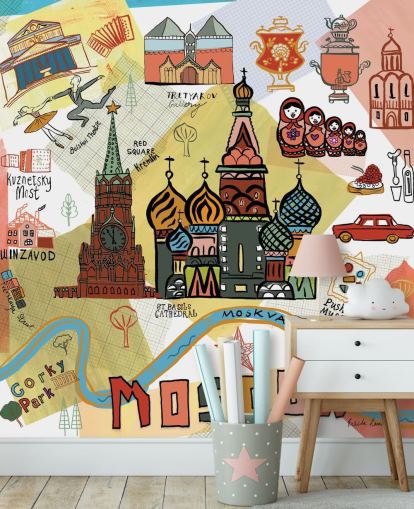moskou illustratie behang