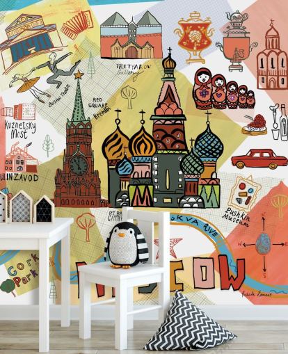 moskou illustratie behang