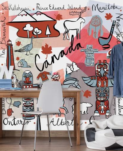 papier peint canada rouge et gris