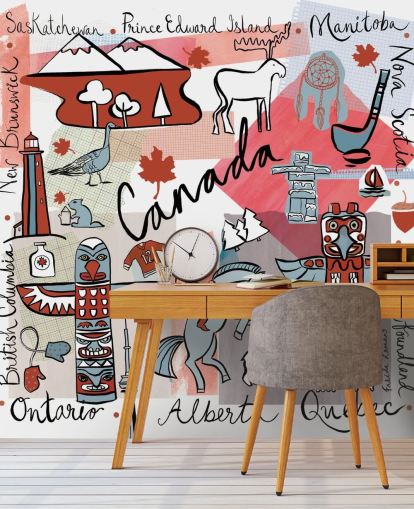 papier peint canada rouge et gris