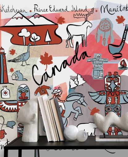 papier peint canada rouge et gris