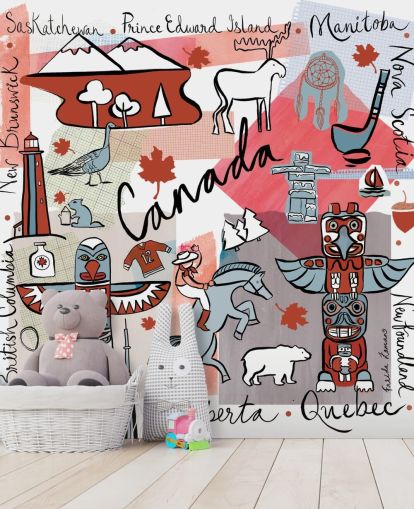 rød og grå canada tapet