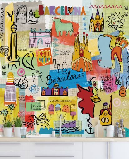 fondo de pantalla colorido ilustración barcelona