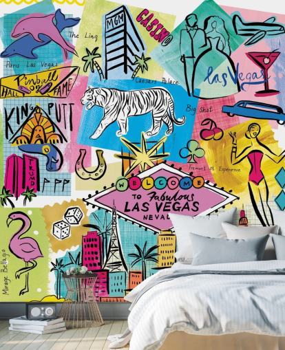 papel pintado ilustración colorida de las vegas papel pintado ilustración colorida de las vegas