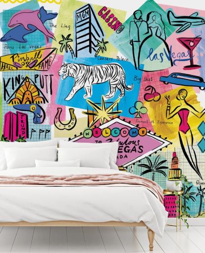 las vegas colourful illustration wallpaper las vegas colourful illustration wallpaper