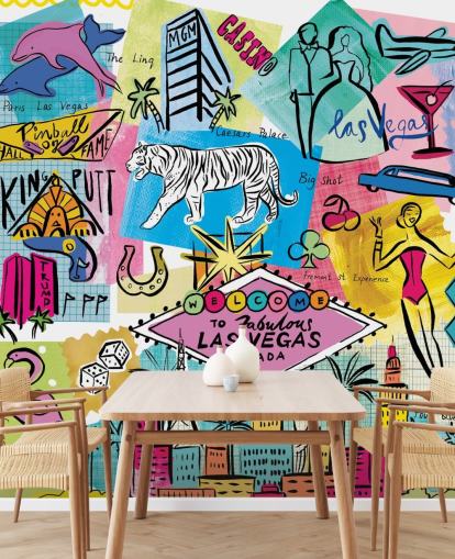 papel pintado ilustración colorida de las vegas