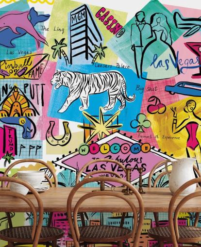 carta da parati colorata illustrazione di las vegas