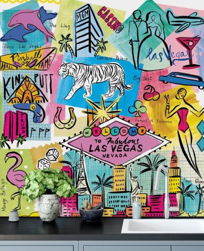 carta da parati colorata illustrazione di las vegas