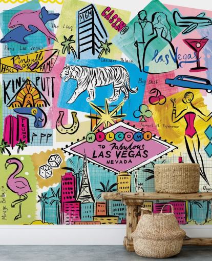las vegas fargerike illustrasjon tapet las vegas fargerike illustrasjon tapet