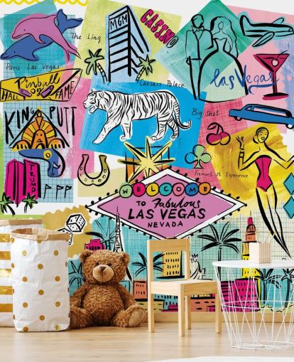 carta da parati colorata illustrazione di las vegas carta da parati colorata illustrazione di las vegas