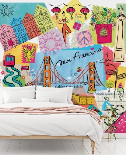 carta da parati colorata illustrazione di san francisco