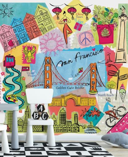 fargerik san francisco illustrasjon tapet