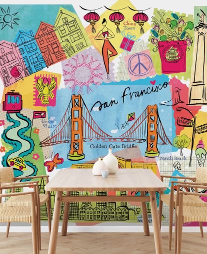 papier peint coloré illustration san francisco