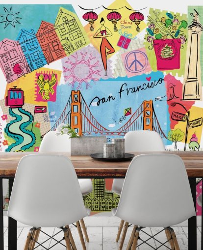 carta da parati colorata illustrazione di san francisco