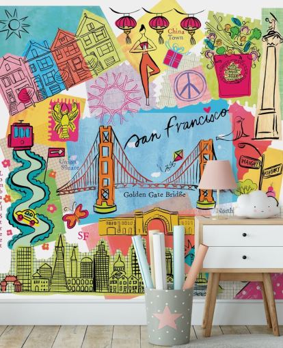 farverige san francisco illustration tapet