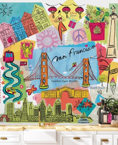 färgglada san francisco illustration tapet