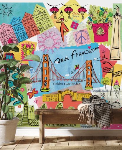 farverige san francisco illustration tapet