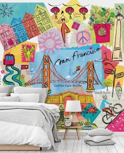 farverige san francisco illustration tapet farverige san francisco illustration tapet