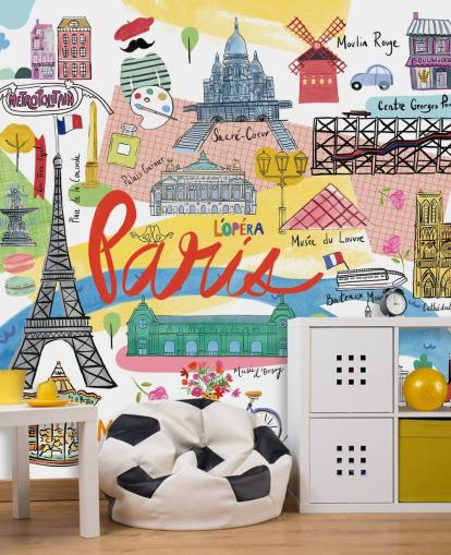 papel pintado colorido mapa de parís ilustrado papel pintado colorido mapa de parís ilustrado