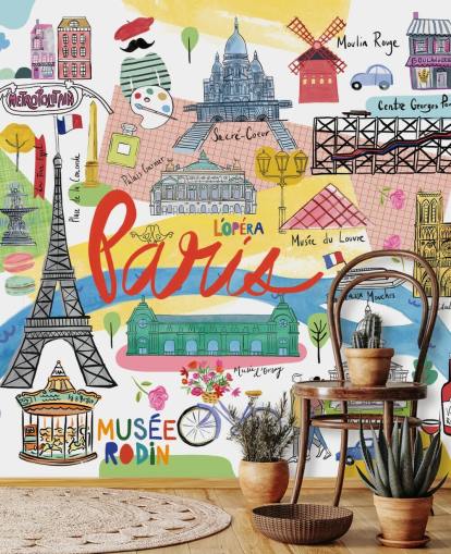 farverige kort over paris illustreret tapet farverige kort over paris illustreret tapet