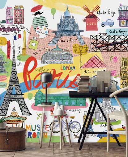 carte colorée de paris papier peint illustré carte colorée de paris papier peint illustré