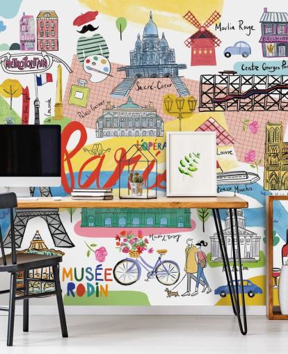 farverige kort over paris illustreret tapet farverige kort over paris illustreret tapet