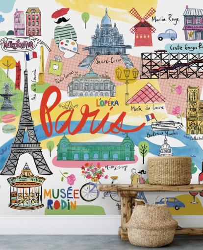 farverige kort over paris illustreret tapet farverige kort over paris illustreret tapet