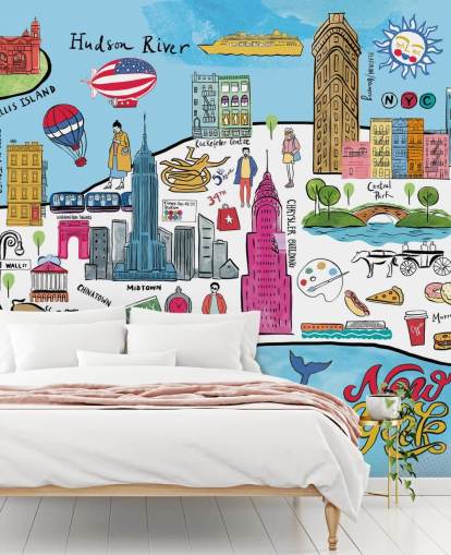 bunte New York Map Tapete bunte New York Map Tapete