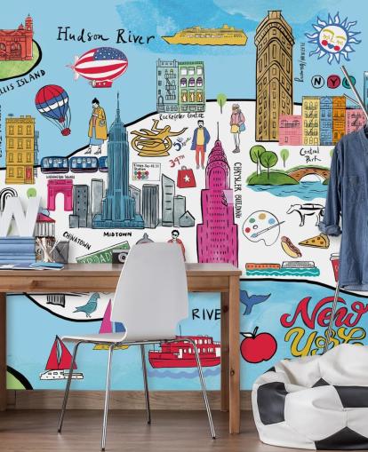 colourful new york map wallpaper colourful new york map wallpaper