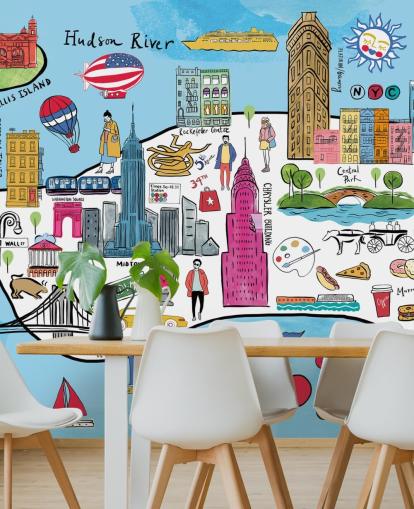 papel de parede colorido mapa de nova york