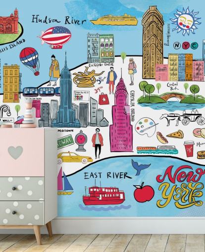 farverige new york kort tapet farverige new york kort tapet
