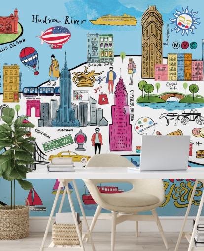 bunte New York Map Tapete