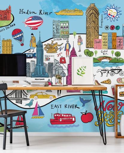 papel pintado colorido mapa de nueva york