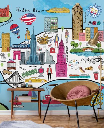 papel pintado colorido mapa de nueva york papel pintado colorido mapa de nueva york