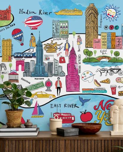 papel de parede colorido mapa de nova york