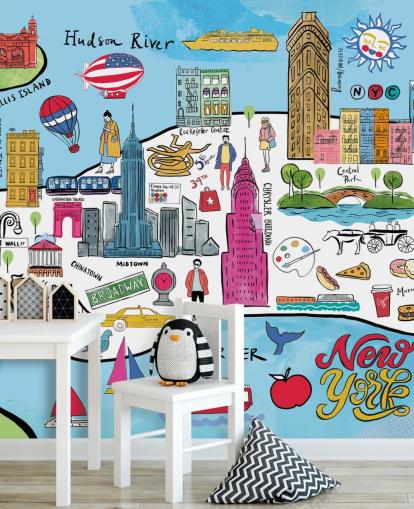 papel pintado colorido mapa de nueva york papel pintado colorido mapa de nueva york