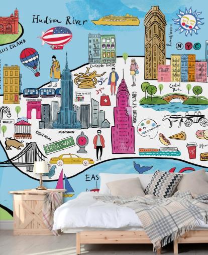 farverige new york kort tapet farverige new york kort tapet