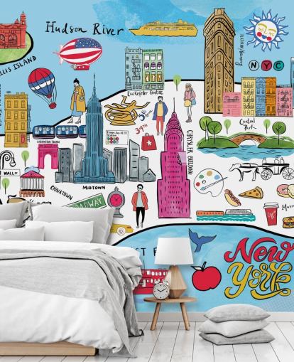bunte New York Map Tapete