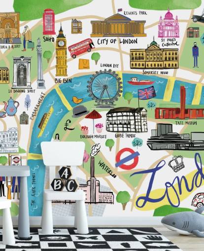 colorido fondo de pantalla ilustrado del mapa de Londres