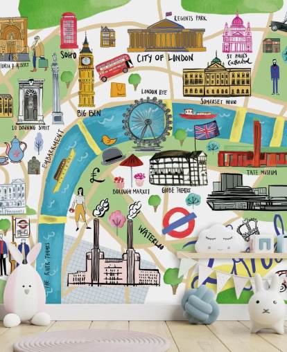 carta da parati colorata illustrata con mappa di Londra