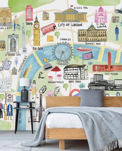 pastel illustration of london wallpaper