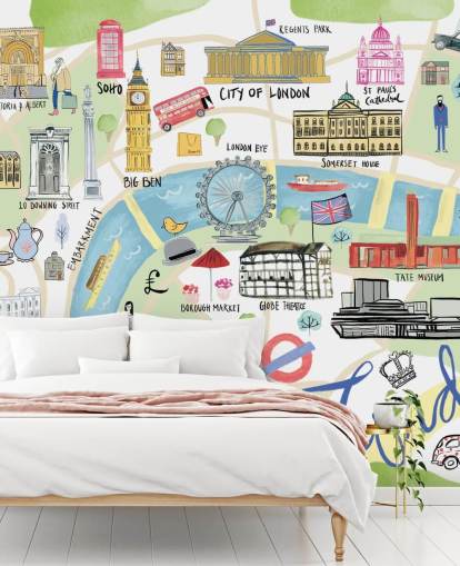 ilustração pastel de londres papel de parede