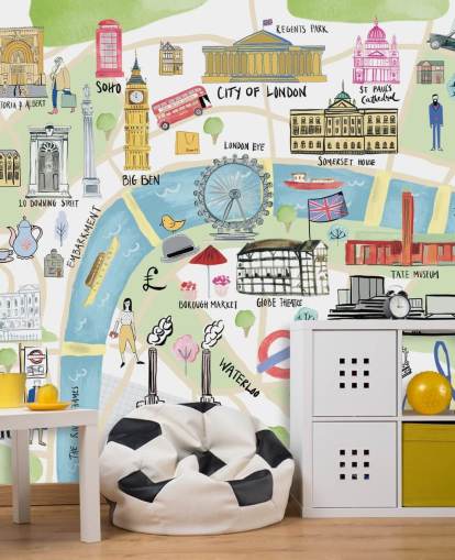 pastel illustration of london wallpaper